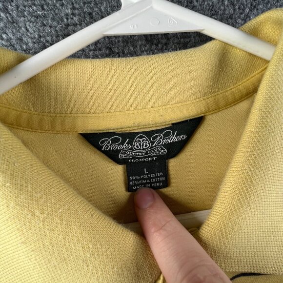 Brooks Brothers Country Club Prosport Men’s Yellow Striped Short Sleeve Polo L - Picture 7 of 11